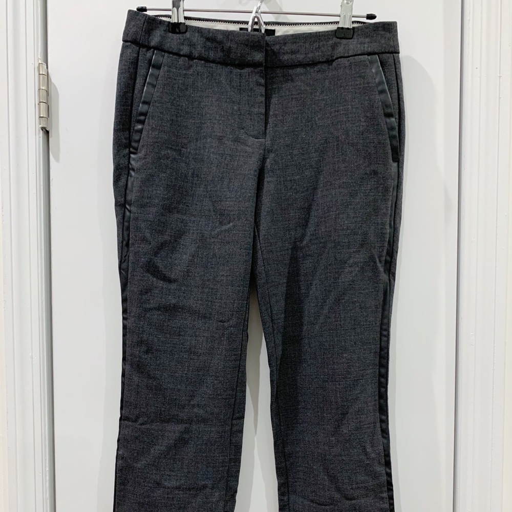 JCrew Campbell leather side-stripe wool capris